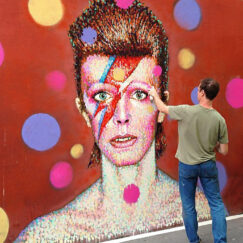 David Bowie fresque mural- James Cochran aka jimmy C - street art - work in progress