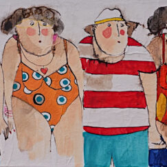 Tous à la plage bathers - cécile colombo - peinture contemporaine