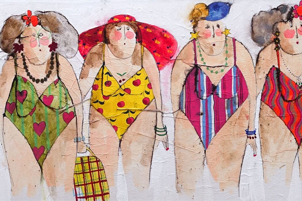 Une belle brochette 2 bathers - cécile colombo - peinture - zoom