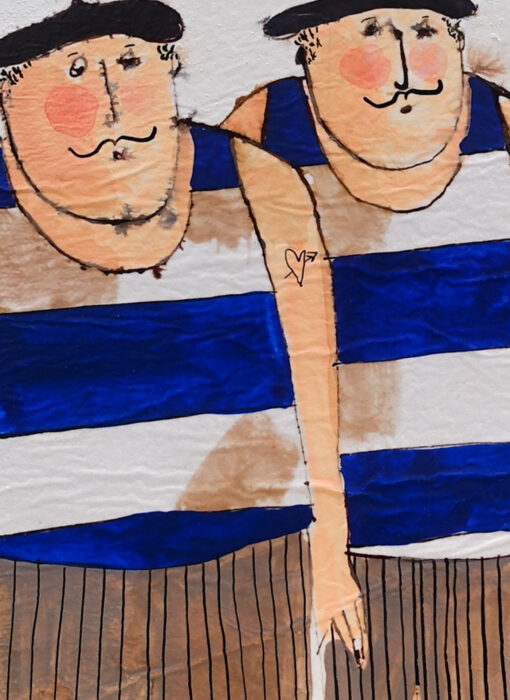 Les hommes bathers - cécile colombo - peinture contemporaine - detail