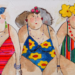 Une Belle Brochette 3 - A nice bunch 3 - bathers - cécile colombo - peinture - detail