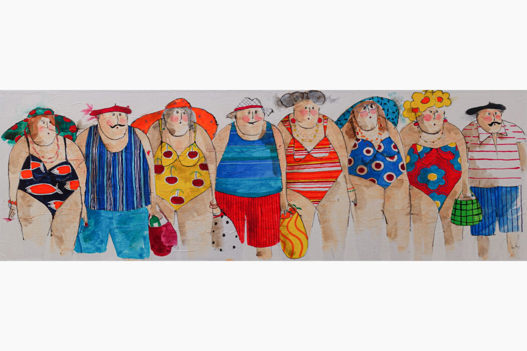 Une Belle Brochette 5 - A nice bunch 5 - bathers - cécile colombo - peinture - détouré