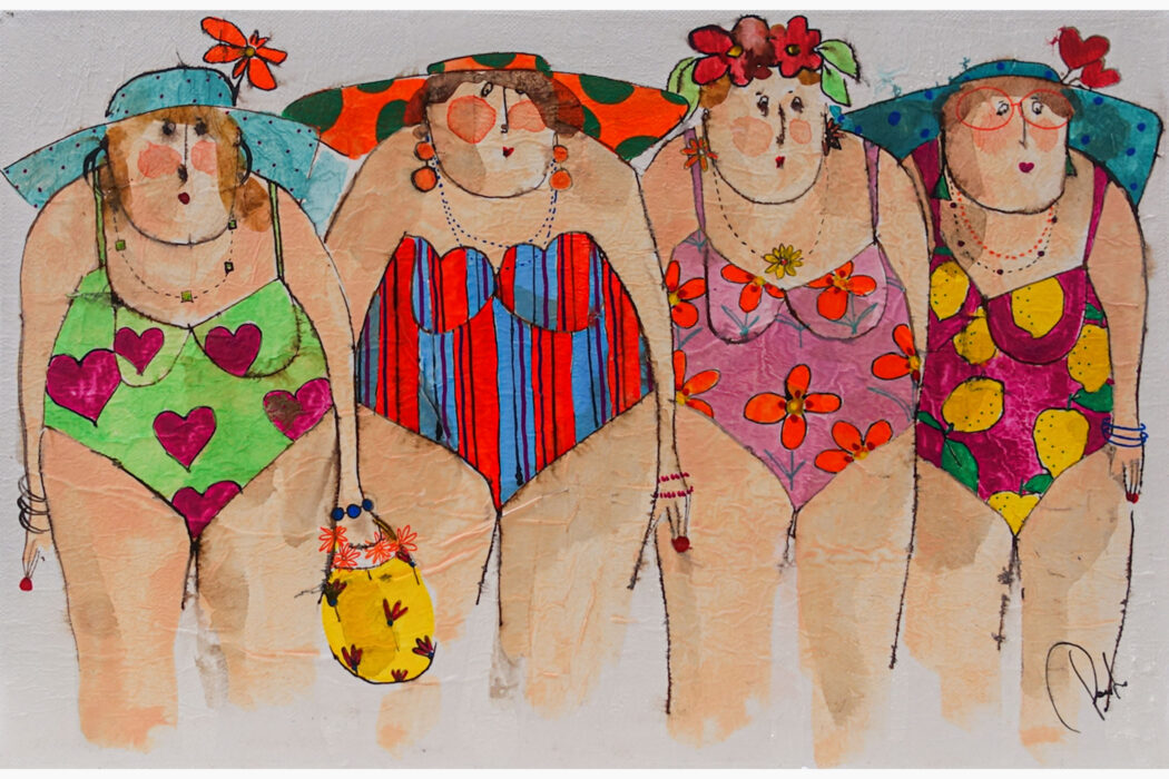 Blondine Gisèle Germaine Barbara - Bathers - cécile colombo - peinture - détouré