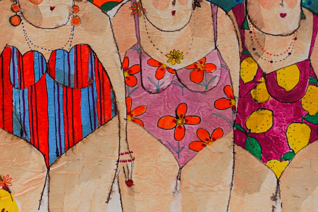 Blondine Gisèle Germaine Barbara - Bathers - cécile colombo - peinture - detail