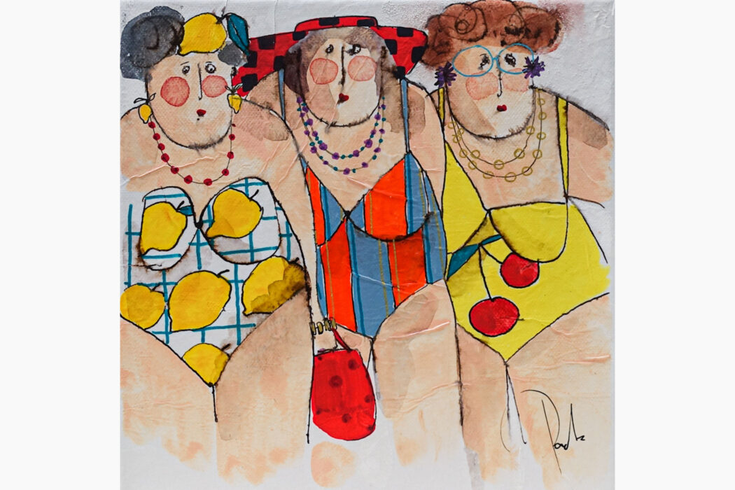 Les copines en maillots - Bathers in swimming costumes - cécile colombo - peinture - détouré