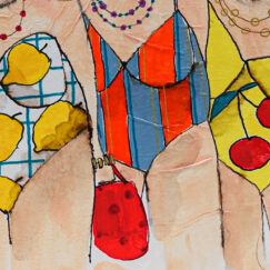 Les copines en maillots - Bathers in swimming costumes - cécile colombo - peinture - detail