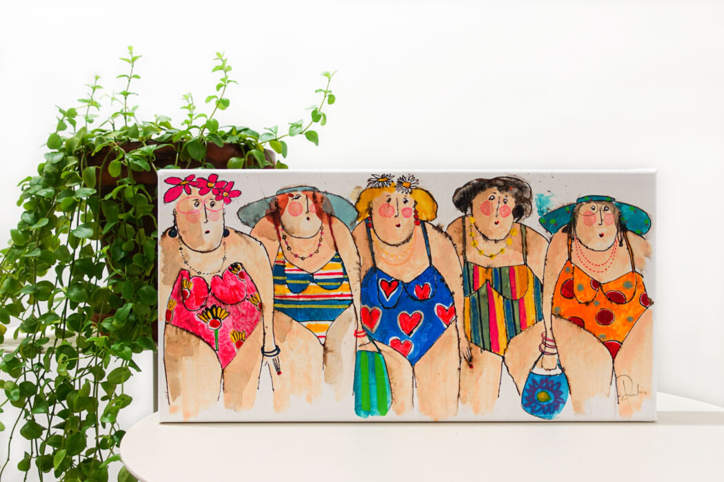 Sur une plage - On a beach- Bathers - cécile colombo - peinture - mise en situation